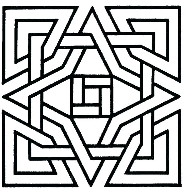 618x602 3d Geometric Design Coloring Pages Geometric Colouring Books