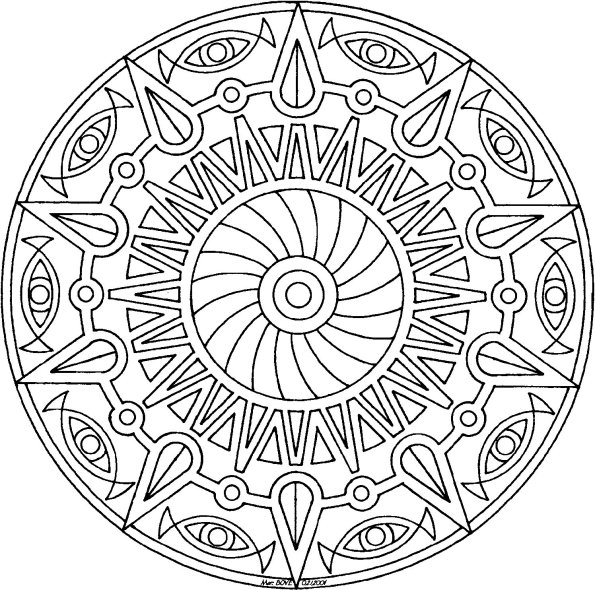 Aztec Sun Mandala Coloring Pages 595x590 Aztec Sun Mandala Coloring Pages