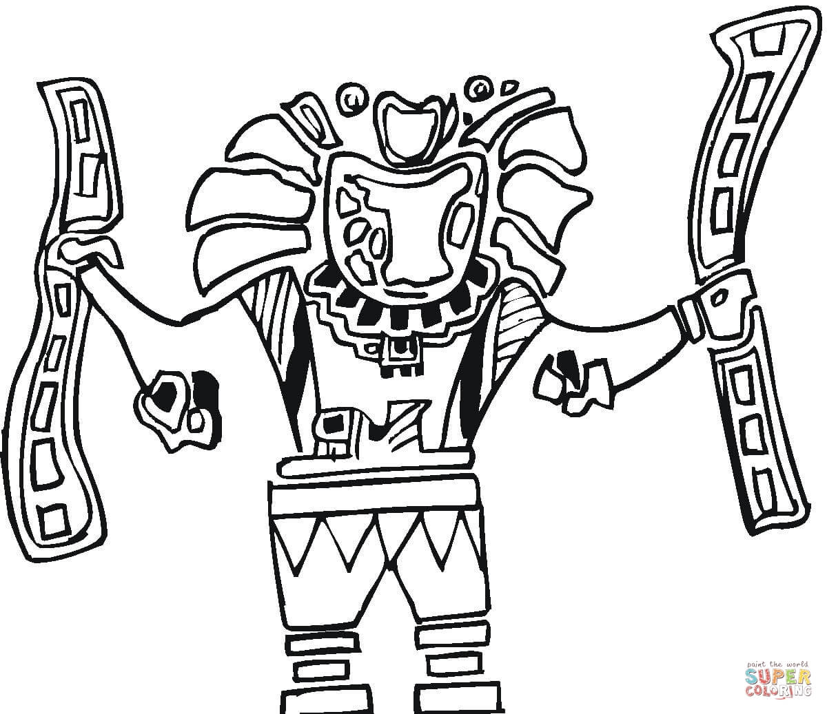 Aztec Warrior Coloring Page