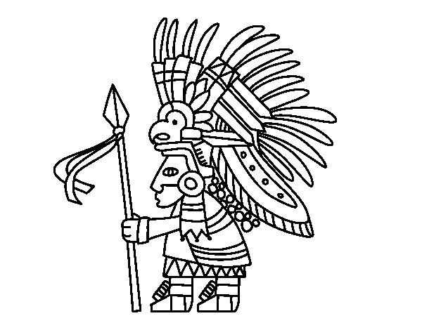 Aztec Warrior Coloring Page 600x470 Aztec Warrior Coloring Page
