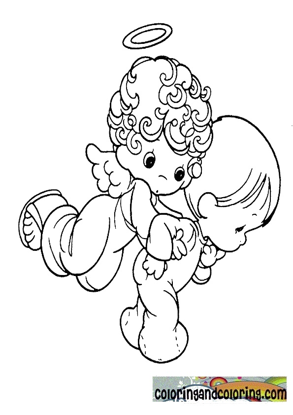 Cute Baby Angel Bears The Boy Coloring Page 595x842 Cute Baby Angel Bears The Boy Coloring Page