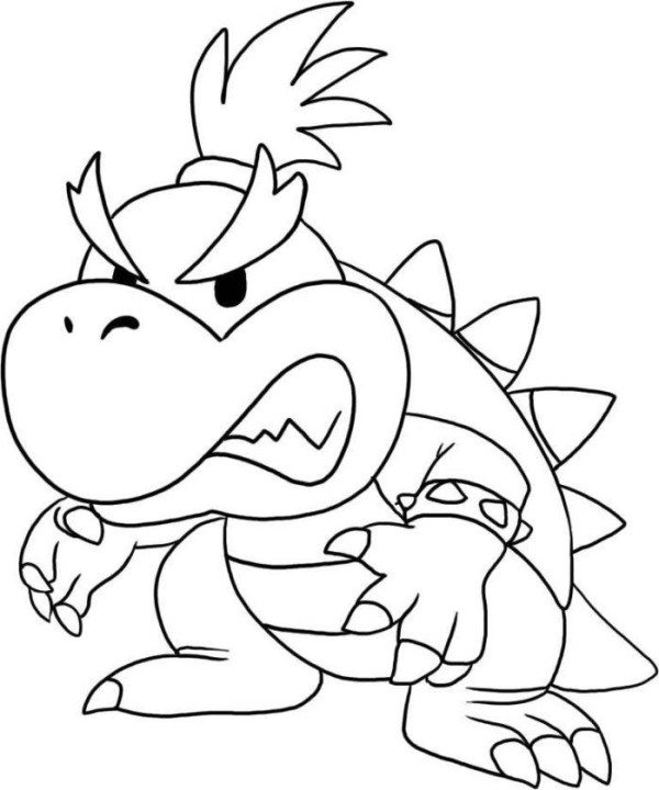 Baby Bowser Super Mario Bros Coloring Pages 600x720 Baby Bowser Super Mario Bros Coloring Pages