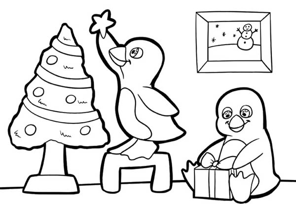 600x415 Baby Penguin Coloring Pages For Christmas