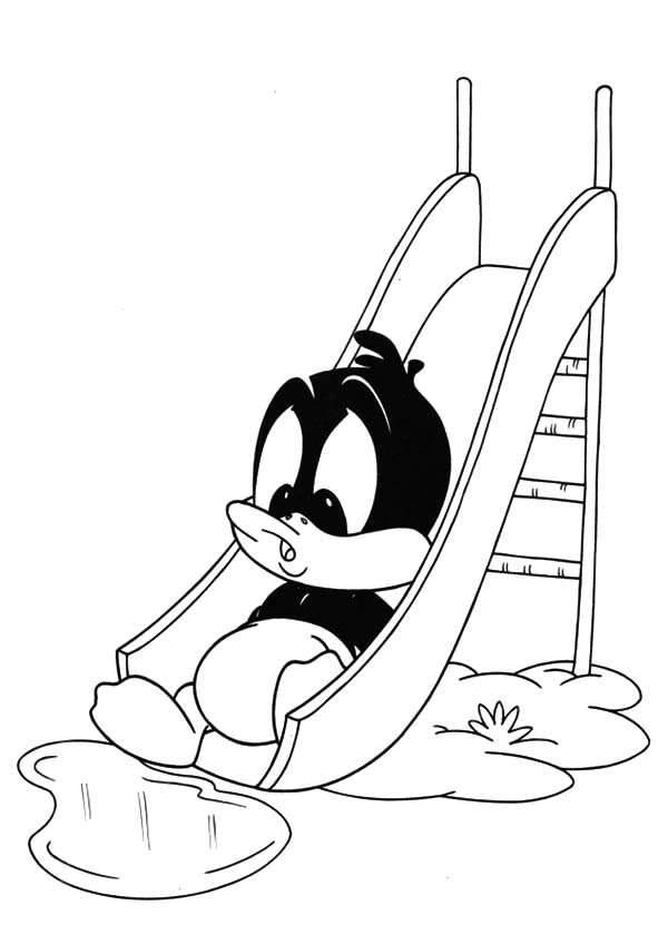 600x840 Baby Daffy Duck Play Slide Coloring Pages