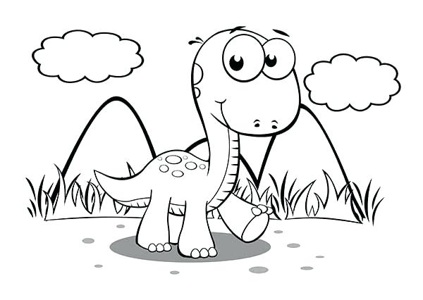 600x426 Baby Dinosaur Coloring Page