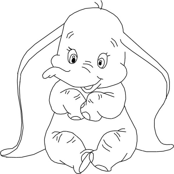 600x601 Dumbo Pictures To Color Dumbo The Elephant Sitting Coloring Pages