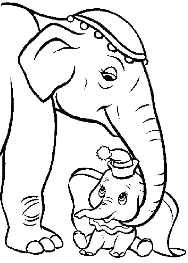 607x850 Mother And Baby Elephant Coloring Pages Dumbo Catty With Baby