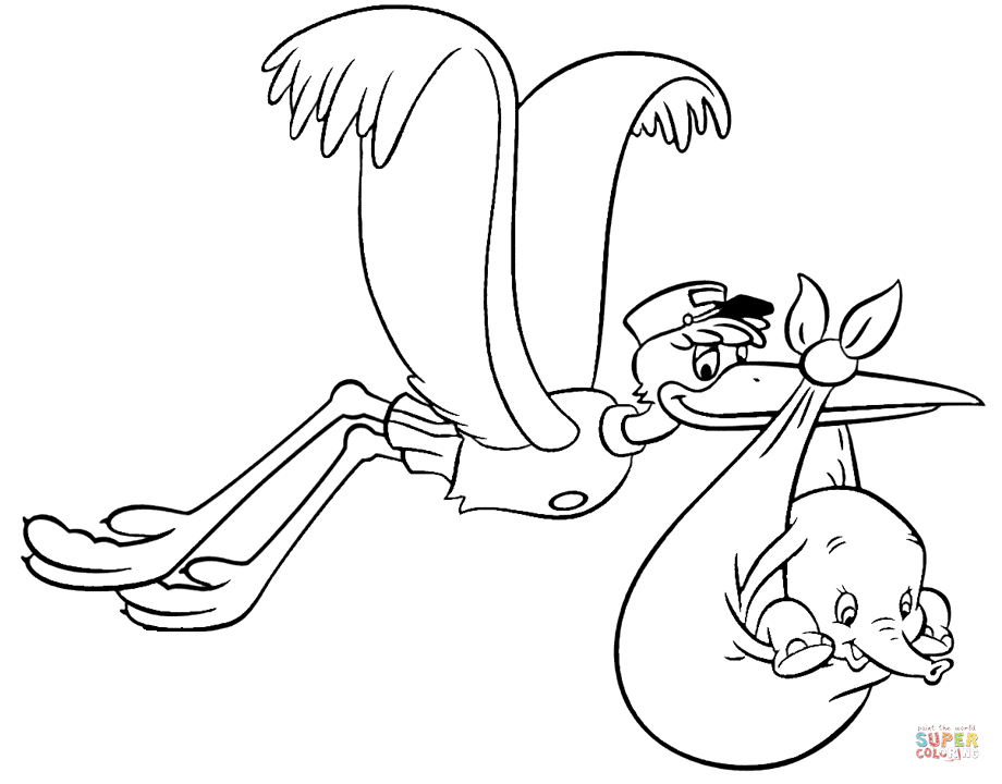 920x720 Mr Stork Delivers Baby Dumbo Coloring Page.png Disney