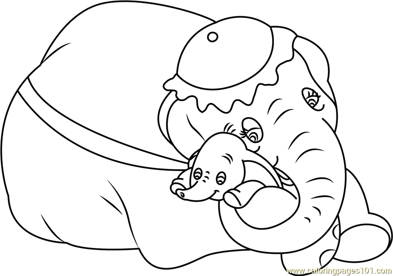 799x562 Mom And Baby Dumbo Coloring Page