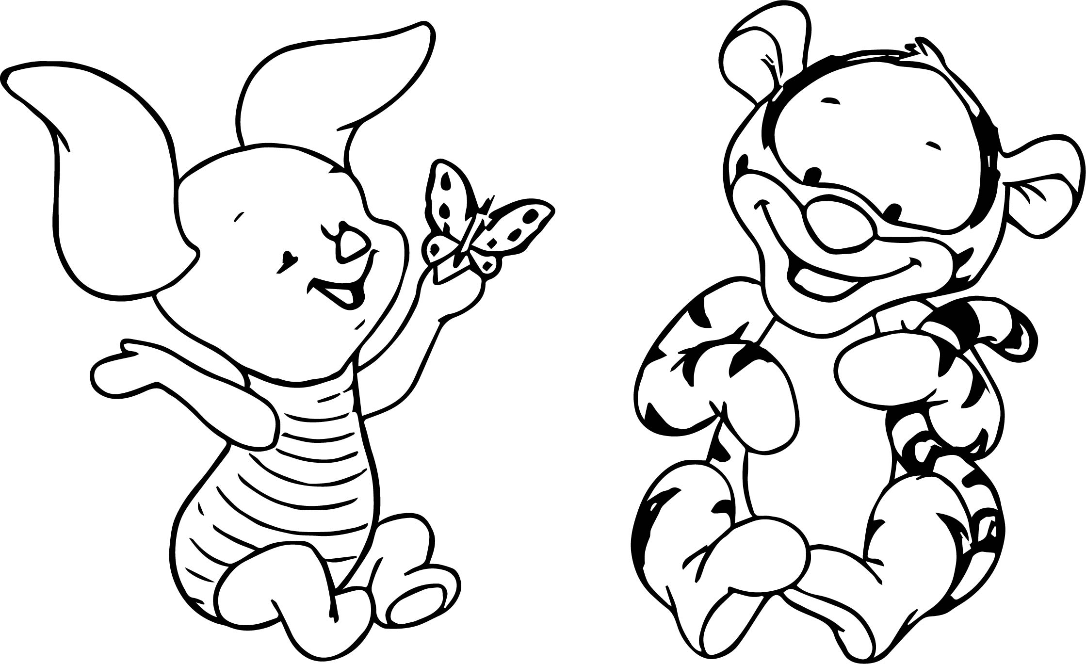 Baby Tigger Piglet Butterfly Coloring Page Wecoloringpage 2239x1369 Baby Tigger Piglet Butterfly Coloring Page Wecoloringpage