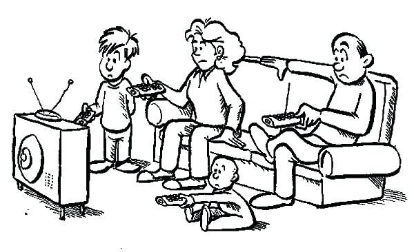 600x366 Tv Coloring Pages Joint Family Everybody Has Remote Control