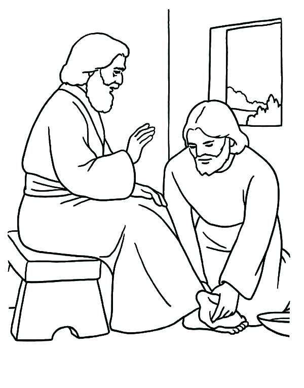 600x765 Feet Coloring Pages Washes The Disciples Feet Coloring Page