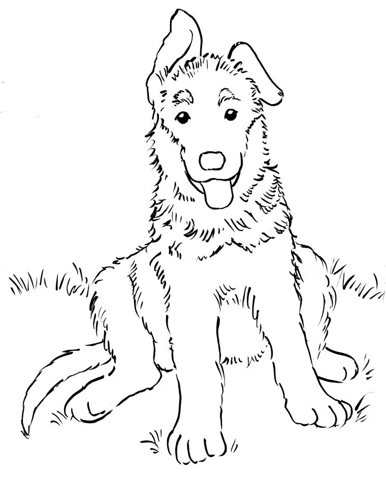760x941 German Shepherd Puppy Coloring Page