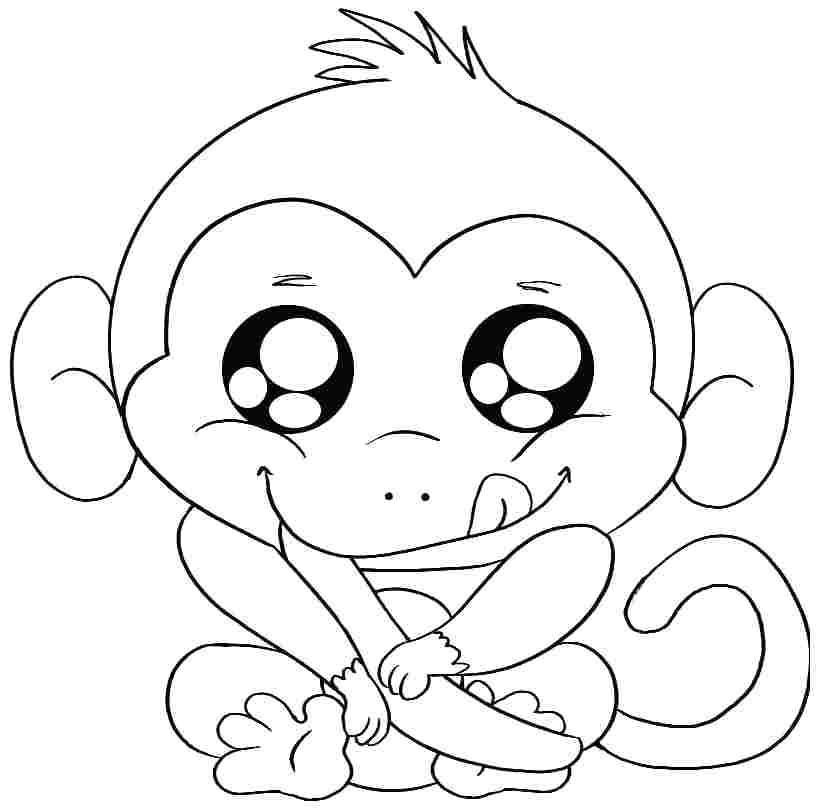 818x810 Monkey Color Page Free Cute Monkey Coloring Pages Of Baby Monkeys