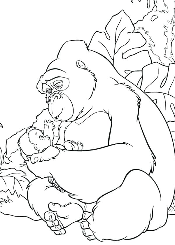 600x840 Gorilla Coloring Page Baby Gorilla Coloring Pages Realistic