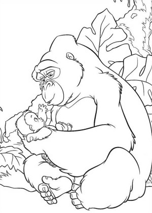 300x420 Awesome Baby Gorilla Coloring Pages Pattern