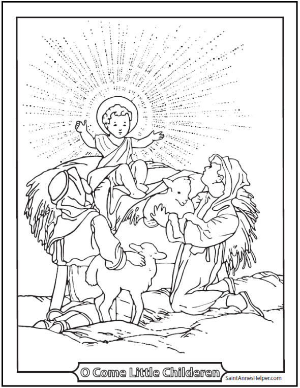 590x762 Merry Christmas Coloring Pages Jesus And Children