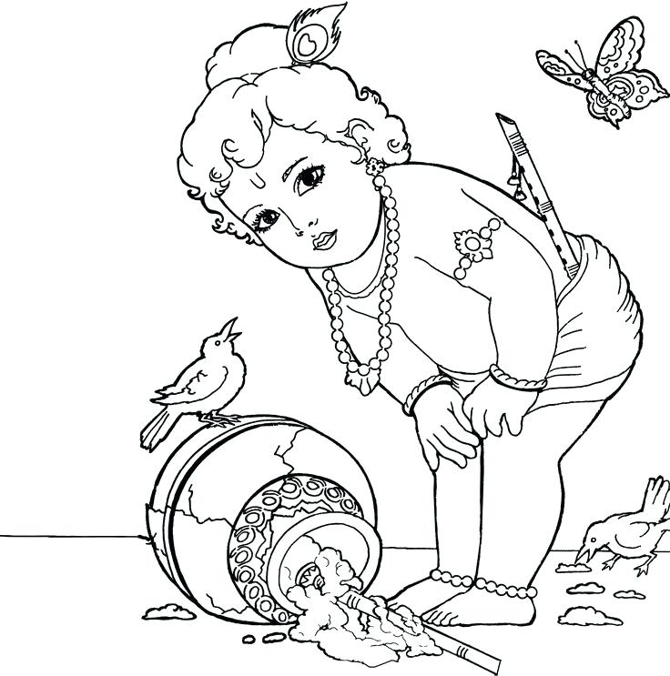 736x743 Krishna Coloring Pages Images Baby Krishna Colouring Pages