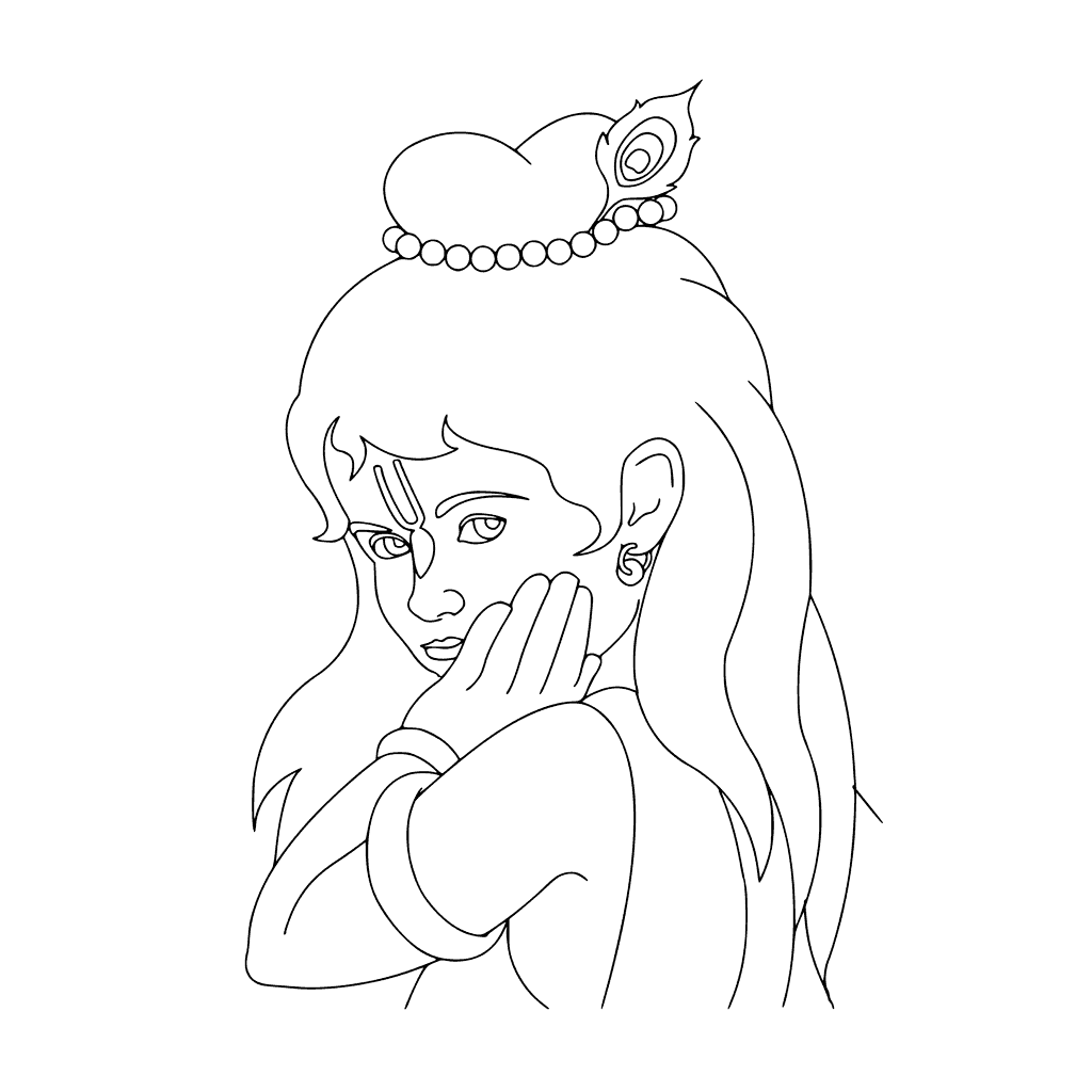 1024x1024 Lord Baby Krishna Coloring Drawing Free