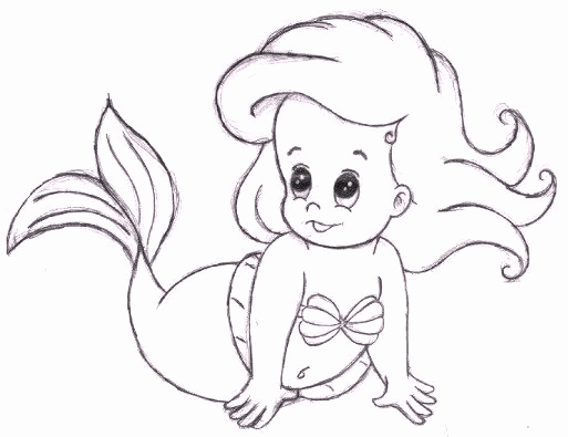 Disney Little Mermaid Coloring Page Coloring Baby Ariel 513x395 Disney Little Mermaid Coloring Page Coloring Baby Ariel