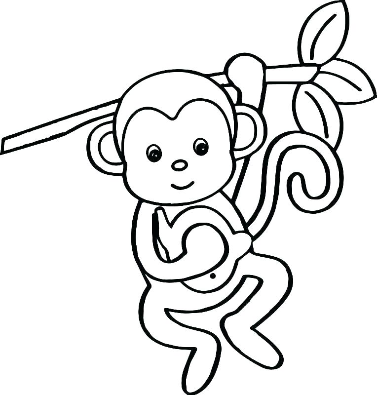 Monkeys Coloring Pages Cute Cartoon Monkey Coloring Pages Kids 764x800 Monkeys Coloring Pages Cute Cartoon Monkey Coloring Pages Kids