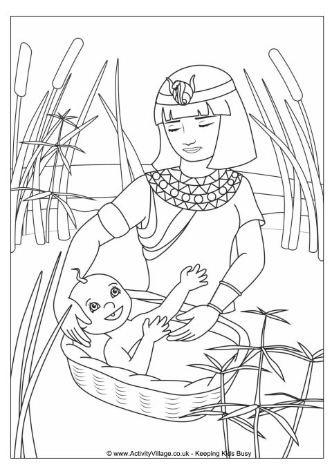 480x679 Moses In The Basket Colouring Page