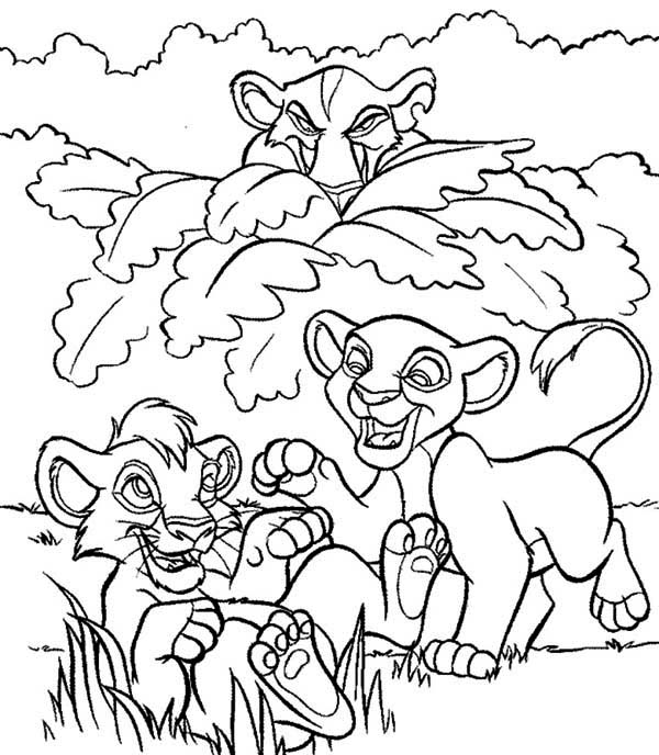 600x688 Simba And Nala Peeked By Scar Coloring Page