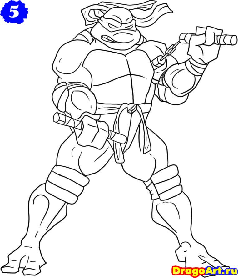 762x889 How To Draw Michelangelo From The Tmnt Step 5 Coloring Pages