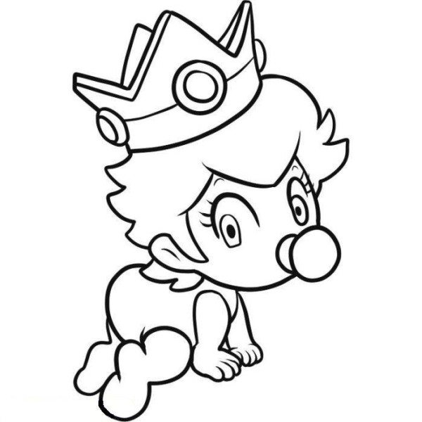 600x600 Baby Princess Peach Mario Kart Wii Coloring Pages