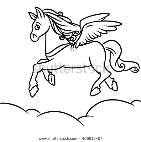 450x455 Pegasus Coloring Pages Flying Horse Coloring Pages Cartoon