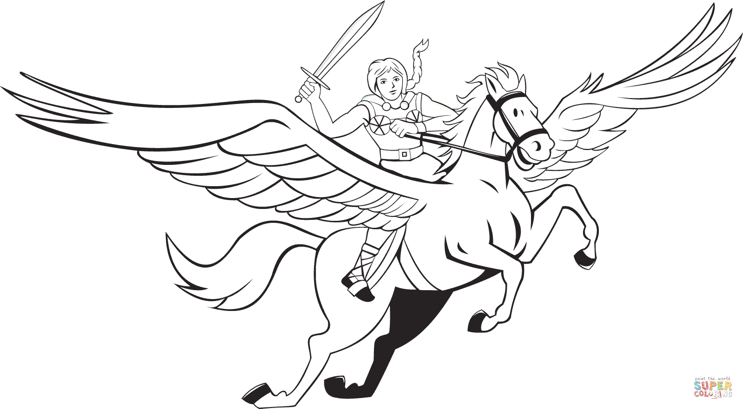 1500x826 Better Pegasus Colouring Pages Valkyrie Riding Coloring Page Free