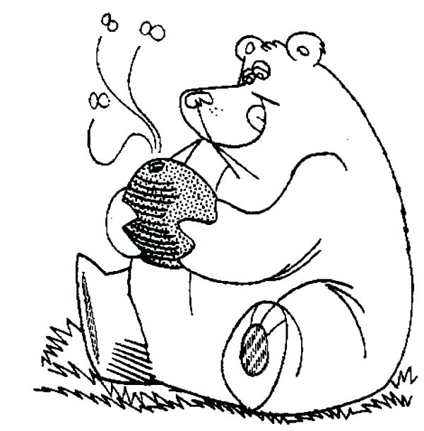 600x609 Baby Pooh Bear Digging Honey Jar Coloring Pages Coloring Sky Giant