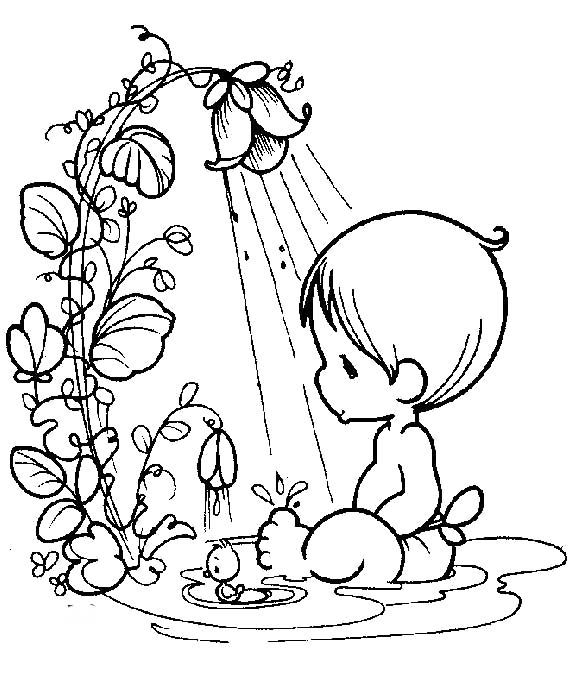 568x674 Baby Bathing Precious Moments Coloring Pages