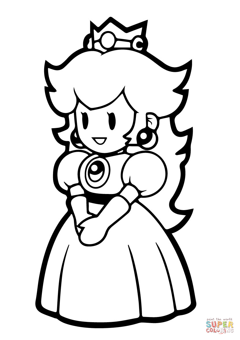 837x1183 Simple Mario Princess Peach Coloring Pages To Print Paper Page