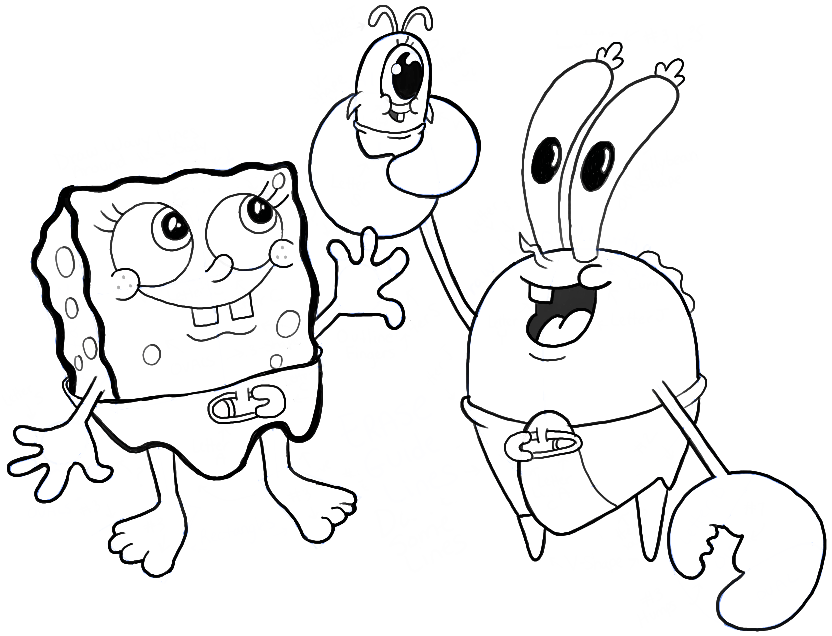 832x636 How To Draw Baby Spongebob, Mr. Krabs, And Plankton From Spongebob