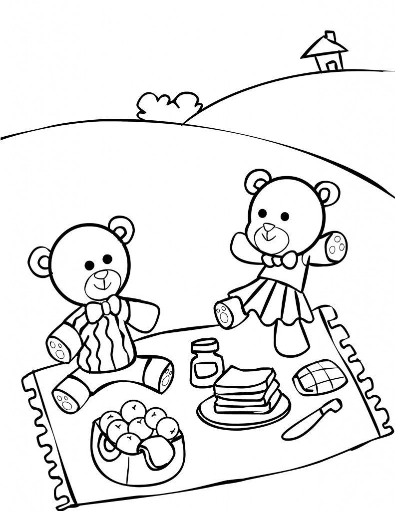 791x1024 Teddy Bear Picnic Coloring Pages For Kids. It's A Teddy Bear