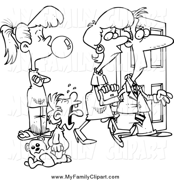 Clip Art Of A Lineart Babysitter Watching Parents Leave By 600x620 Clip Art Of A Lineart Babysitter Watching Parents Leave By