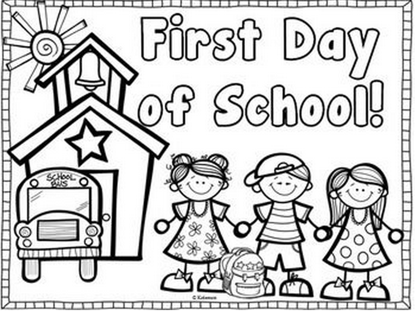 First Day Of School Coloring Sheets 1398x1054 First Day Of School Coloring Sheets