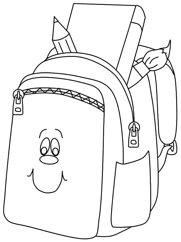 School Backpack Coloring Page Sketch Coloring Page