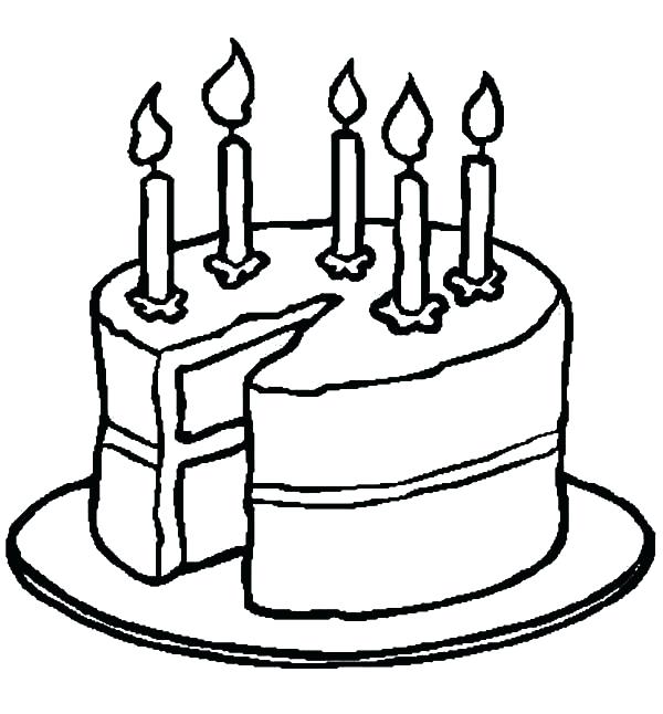 600x646 Birthday Cake No Candles Coloring Page Coloring Page For Kids