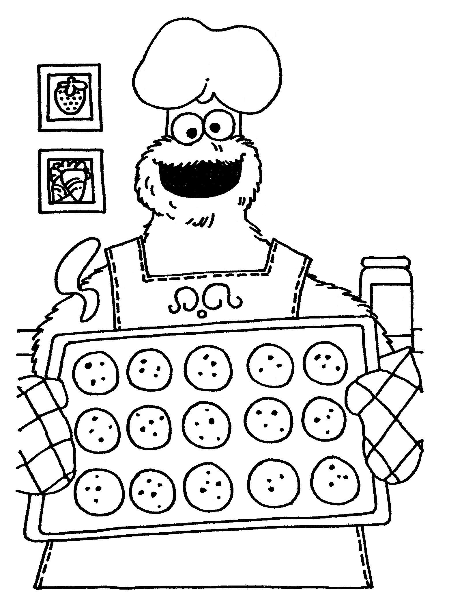 1556x2128 Cookie Monster Baking (Coloring Pages) Coloring Pages
