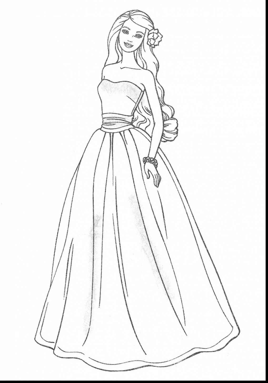 1126x1607 Fascinating Evening Dress For Women Colouring Pages