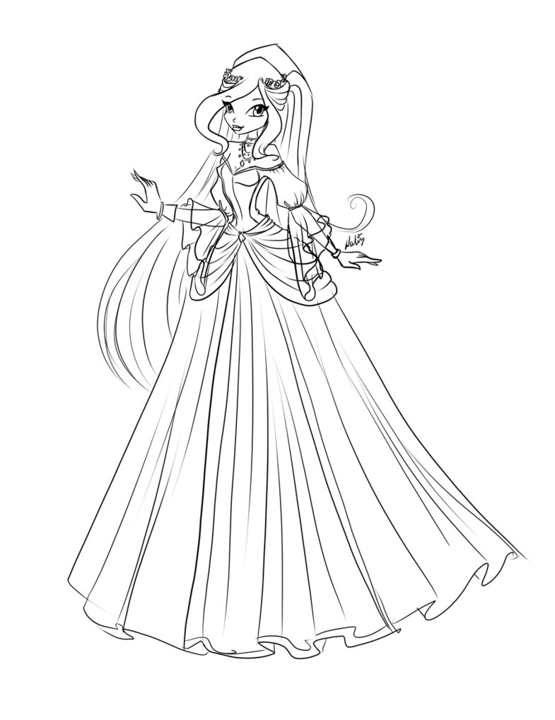 785x1018 Ball Gown Colouring Pages