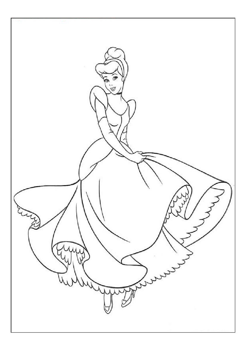 826x1169 Ball Gown Coloring Page For Girls Printable Free Pages With Disney