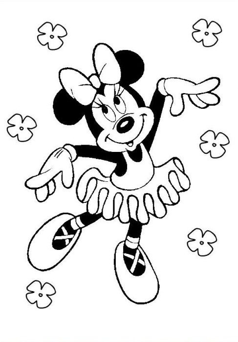 Minnie Doing Ballet Coloring Page Disney Pages 487x698 Minnie Doing Ballet Coloring Page Disney Pages