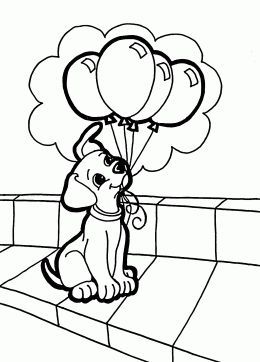 Puppy With Balloons Coloring Page For Kids, Animal Coloring Pages 260x362 Puppy With Balloons Coloring Page For Kids, Animal Coloring Pages