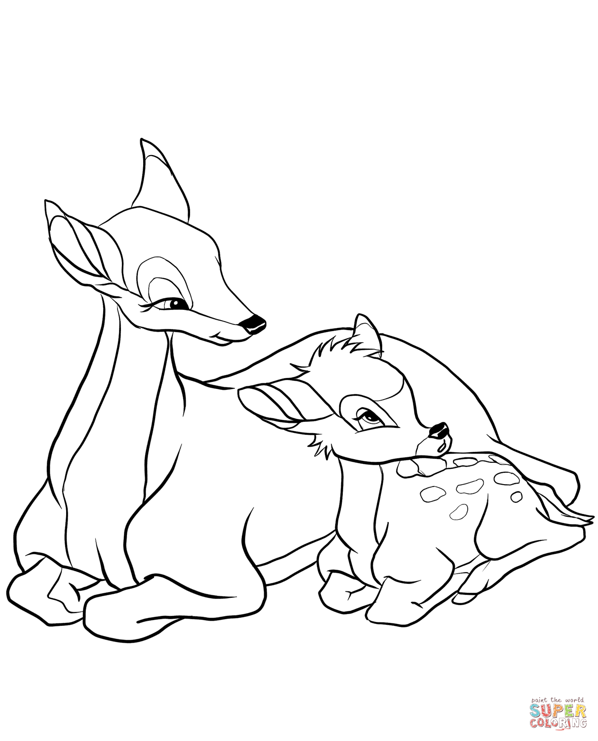 Bambi With His Mother From Bambi Coloring Page 1211x1500 Bambi With His Mother From Bambi Coloring Page