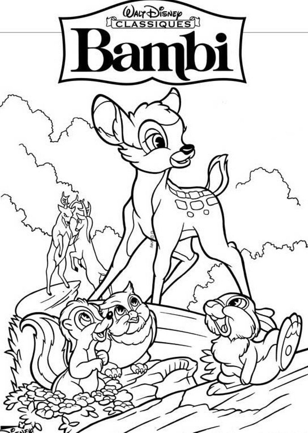 Bambi Coloring Pages 1023x1436 Bambi Coloring Pages