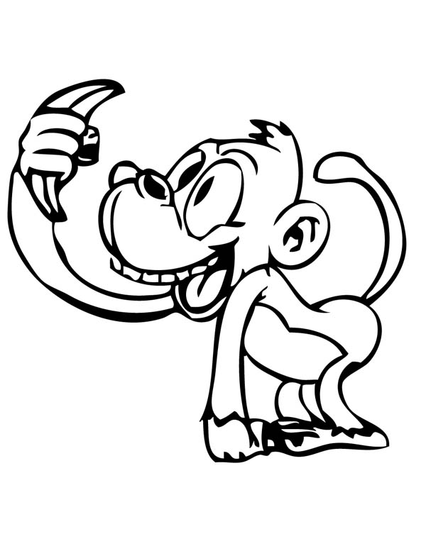 600x777 Monkey Got A Banana Coloring Page