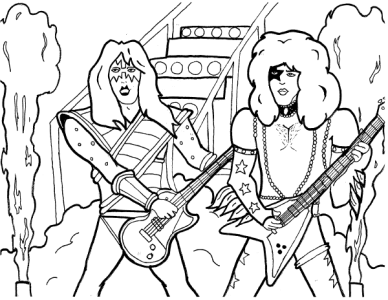 Kiss The Band Colouring Pages 388x300 Kiss The Band Colouring Pages
